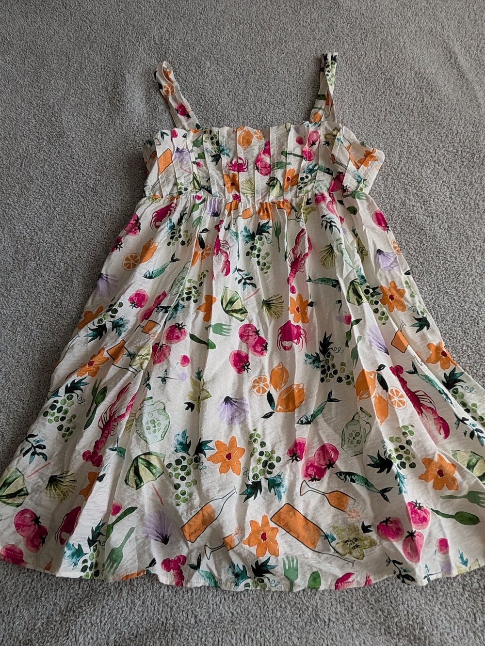 🌼B2G1🌼 Lovelo White Sundress with Colorful Lobster & Fruit Print NWT